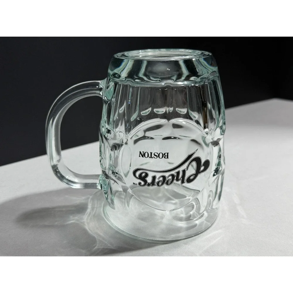Cheers Boston Glass Beer Mug Dimpled Tankard Pint Glass Vintage TV Show Logo